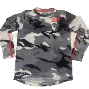Troy Lee Designs Flowline Youth Sz M Jersey Grey Camo Long Sleeve MTB BMX Shirt‎